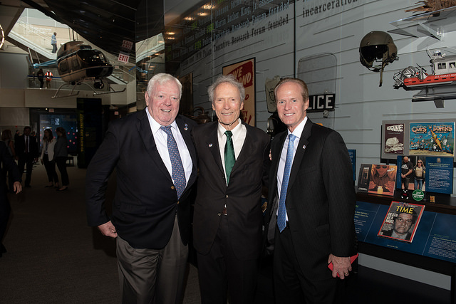 Chairman of the J. Edgar Hoover Foundation William D. Branon, Clint Eastwood, Museum Executive Director Craig Floyd